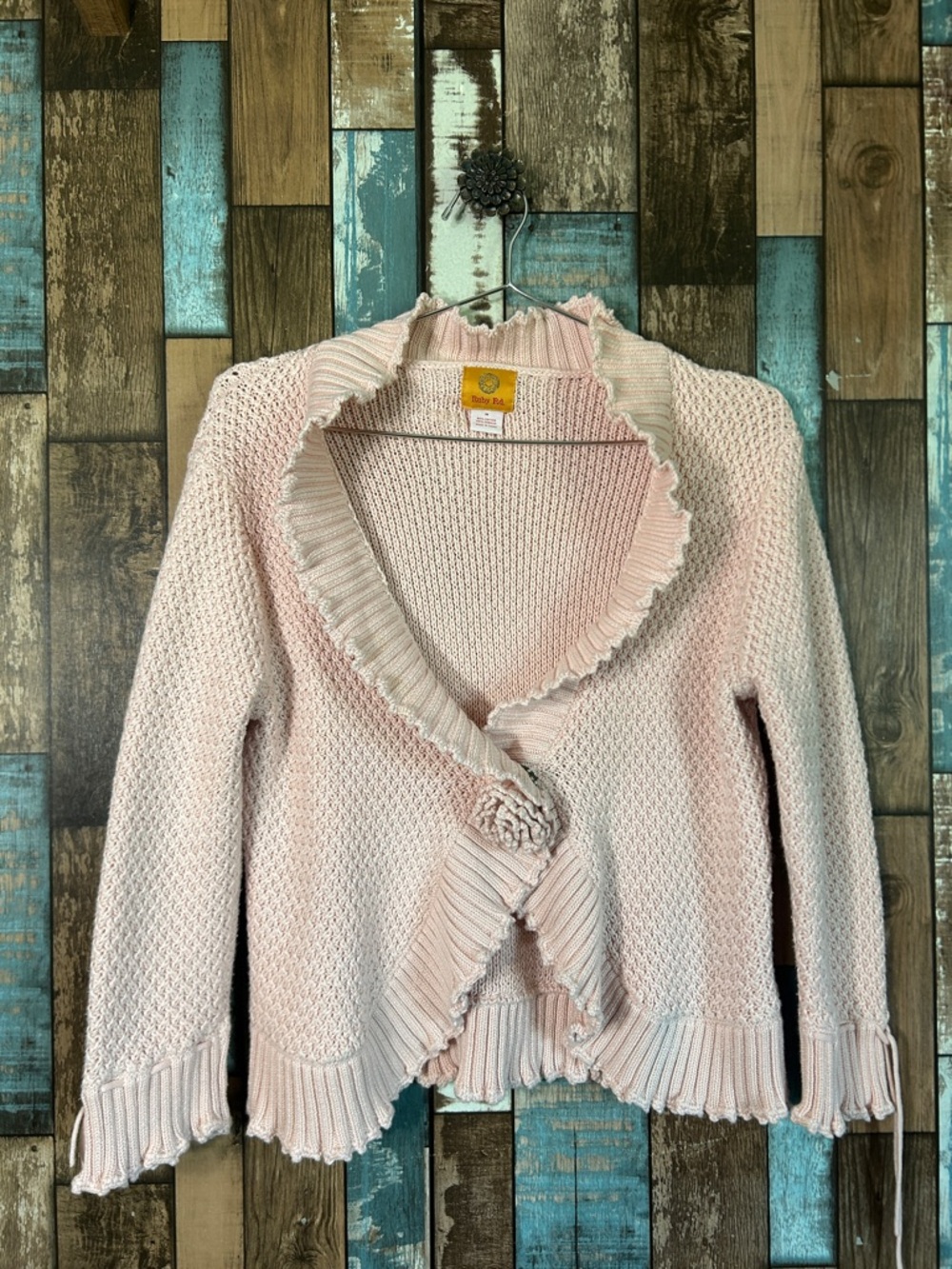 Ruby Rd Pink Flower Button Cardigan